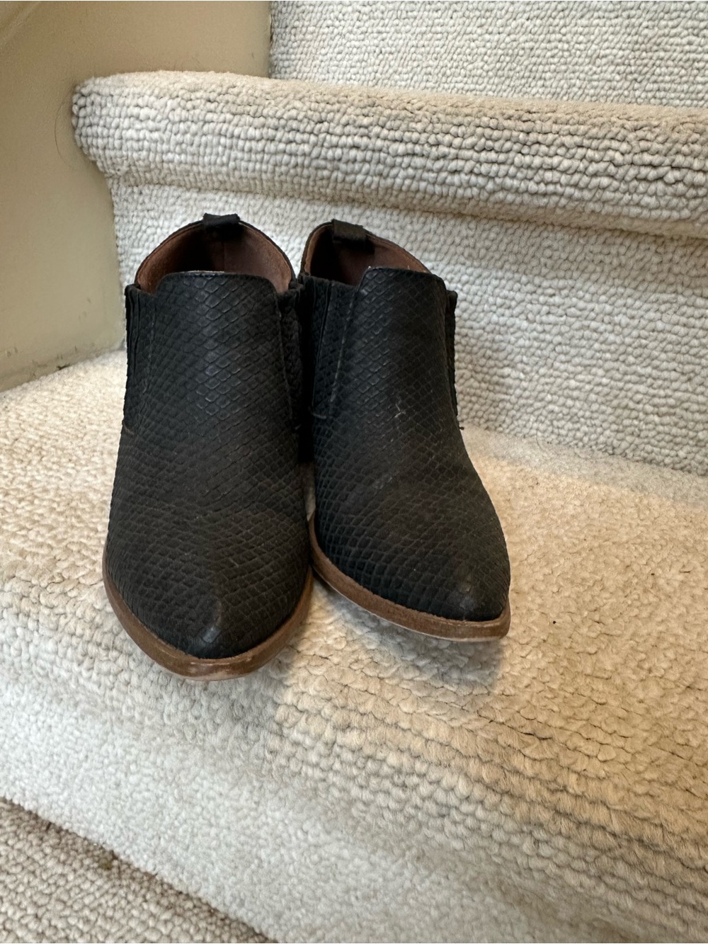 Report Black Textured Heeled Ankle Boots